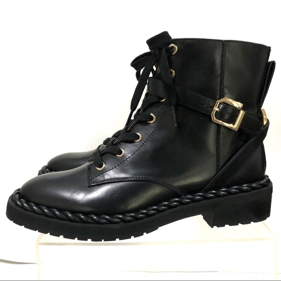 LOUISE ET CIE Sabri Moto Combat Braided Rope Zippered Design Boots - Sz 8 - Picture 3 of 9